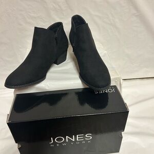 Jones New York Black Suede Ankle Booties New/Original Box
